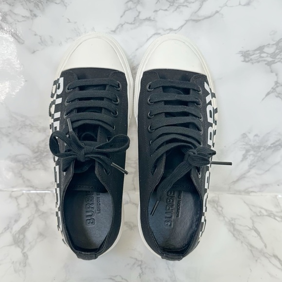 Burberry Black and White Cotton-Gabardine Sneakers - Picture 3 of 14